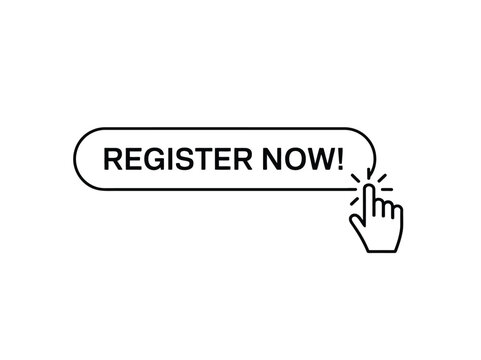 Register now logo template illustration modern call to action badge for website signup promotion and user registration design