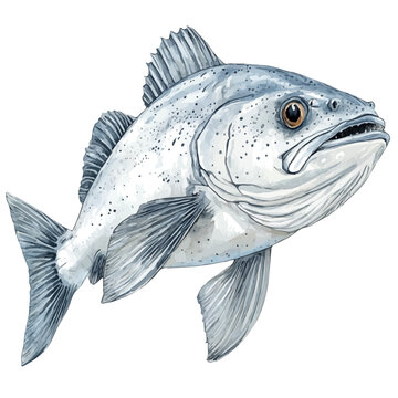 Dunkleosteus, charming watercolor clipart, isolated on a white background.