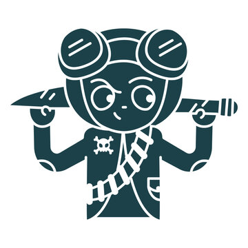 Uniformed man with a knife