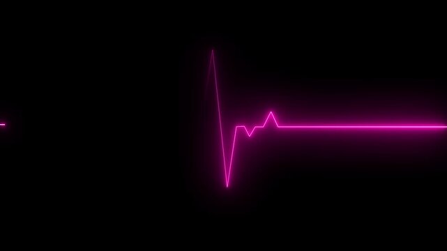 neon heartbeat pulse rate line. Health and Medical concept. EKG Pulse Wave, cardiogram and rhythm Heartbeat monitor EKG line monitor showing heart pulse .Neon sign heartbeat signal animation 4k