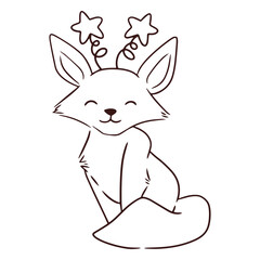 Cute fox with stars tiara © Vexels