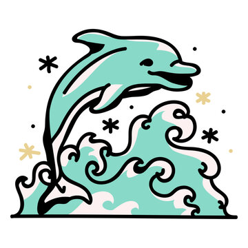Splendid dolphin jumping in the water