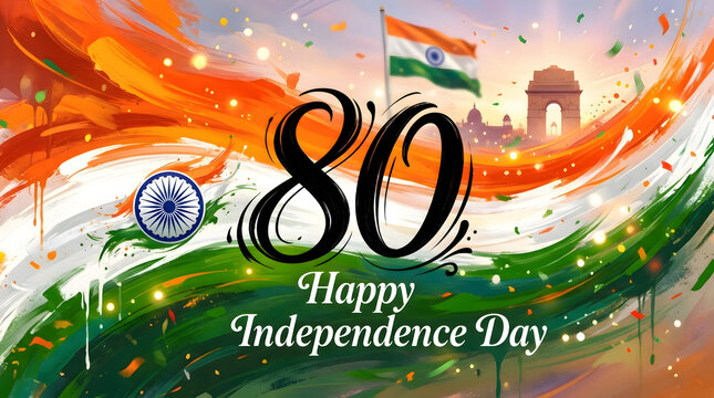 India's 80th independence day celebration with vibrant colors