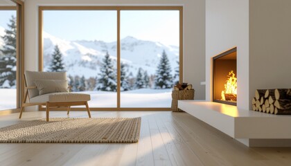 Fototapeta premium 暖炉のある部屋