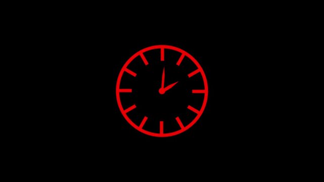 Time lapse of spinning clock animation in 12 Hour. Seamless motion animated footage. White colored watch with hands move quickly. Time concept. Alpha channel 