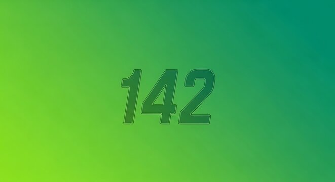 The number 142 is prominently displayed on a gradient green background transitioning from light to dark.