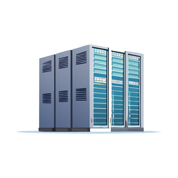 Data center servers array illustration isolated on white background