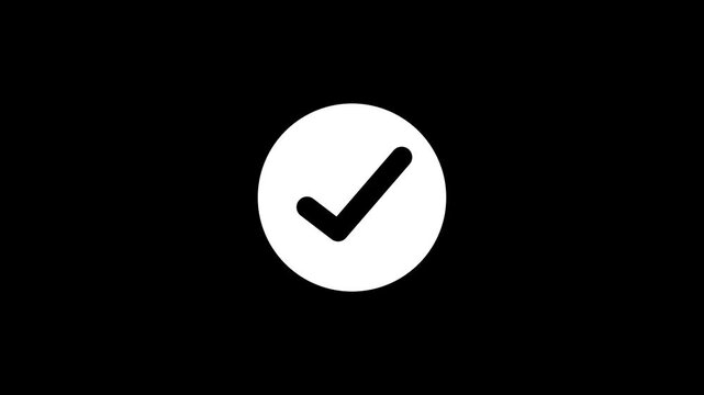  check mark, checkmark animation symbol, yes approve choice, approved tick mark, verified symbol, yes icon on black background 4k video