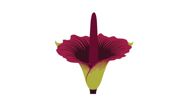 Titan Arum Corpse Flower Illustration Isolated on White Background