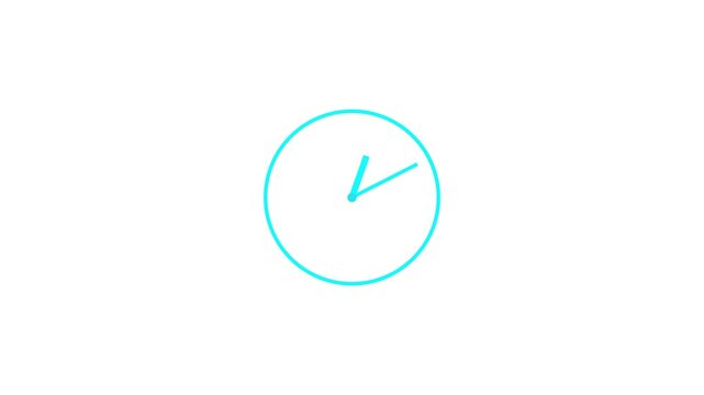 Time lapse of spinning clock animation in 12 Hour. Seamless motion animated footage. White colored watch with hands move quickly. Time concept. Alpha channel 