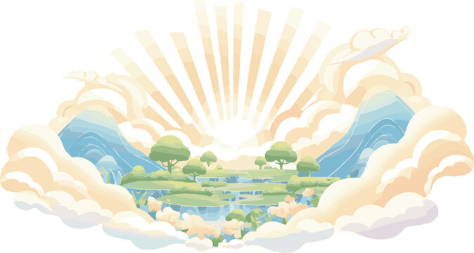 Isolated on Heavenly paradise vector art on white background