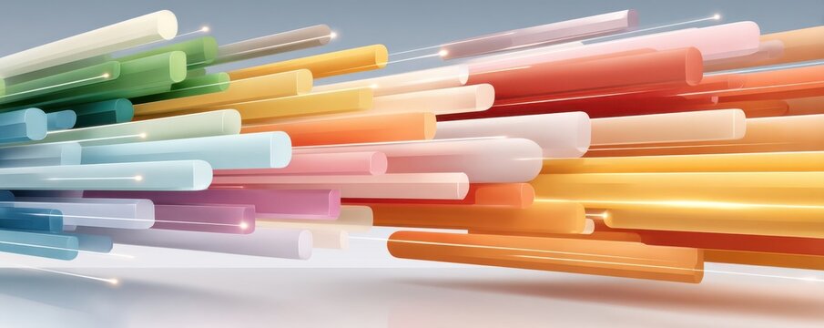 Abstract colorful data flow and light tubes conveying digital speed and modern technology