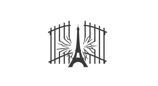 Eiffel Tower Black Silhouette Icon.