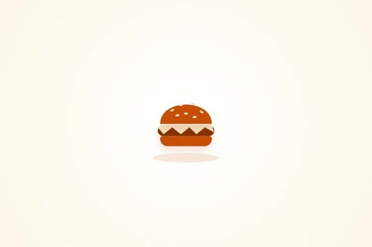 Minimalist Flat Design Burger Fade-In Reveal Animation &mdash; Warm Orange Food and Restaurant Brand Intro Motion Graphic Template on Cream Background