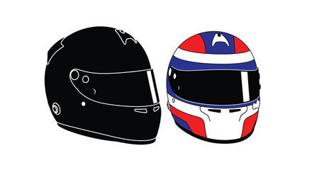 Fototapeta premium Racing helmet silhouettes with graphic designs black and color