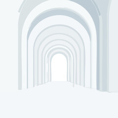 Fototapeta premium Architectural arches perspective interior design render minimalist clean white
