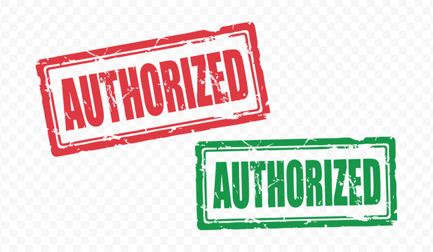 Authorized access stamp labels for security clearance and official permission vector illustration