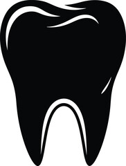 Black silhouette of a human tooth on a white background © rijvi