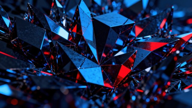 Abstract geometric shapes with blue and red light