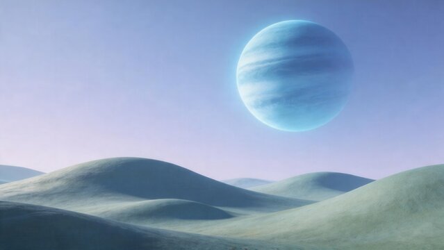 Exotic alien landscape with large planet