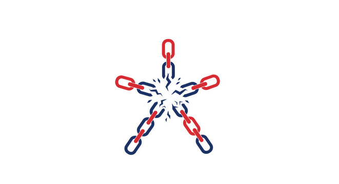 Colorful chain links forming star shape.