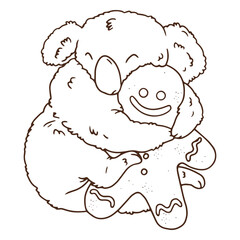Xmas koala hugging a ginger cookie © Vexels