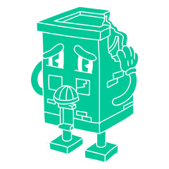 Fototapeta premium Walking building character cartoon