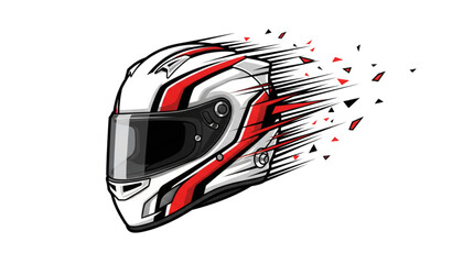 Aggressive racing helmet design with speed lines motorsport action vector illustration © Mijanur