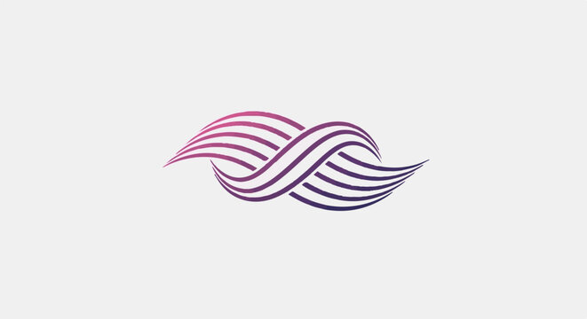 Abstract intertwined flowing lines in purple and pink gradient on grey background