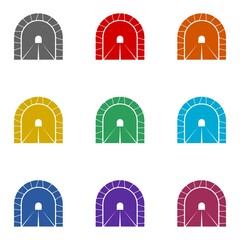 Fototapeta premium Road with tunnel icon isolated on white background. Set icons colorful