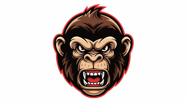 Angry ape with sharp teeth and fierce eyes, a cartoon style
