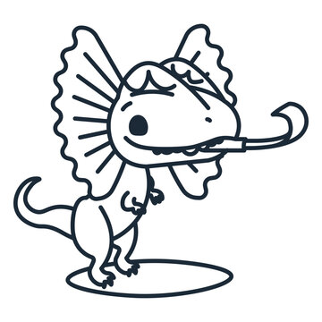 Outline of birthday dinosaur with a noisemaker