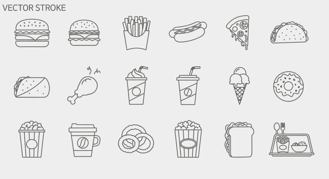 Food and drink icons vector set.