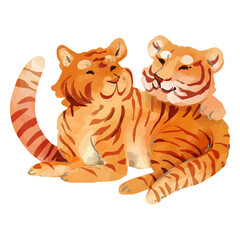 Cute tigers in watercolor style © Vexels