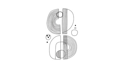 Minimalist abstract line composition with geometric shapes and patterns