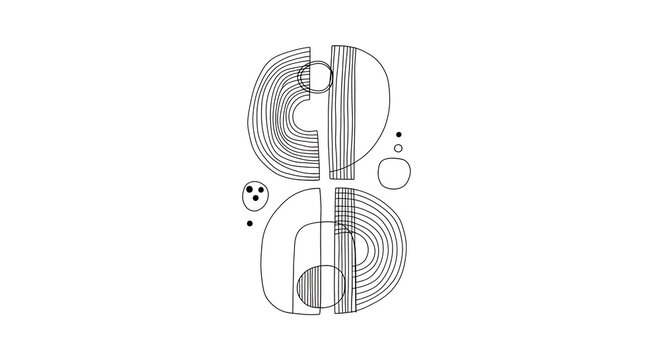 Minimalist abstract line composition with geometric shapes and patterns