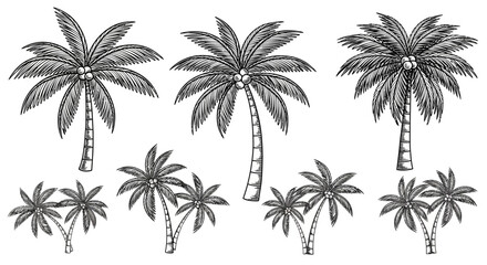 Obraz premium Detailed illustration of tropical palm trees.