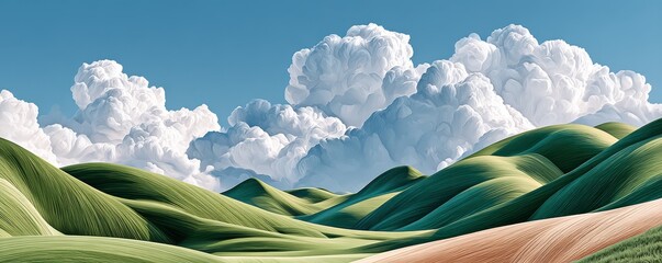 Naklejka premium Phone wallpaper of rolling grassy hills under dramatic clouds in a blue sky landscape