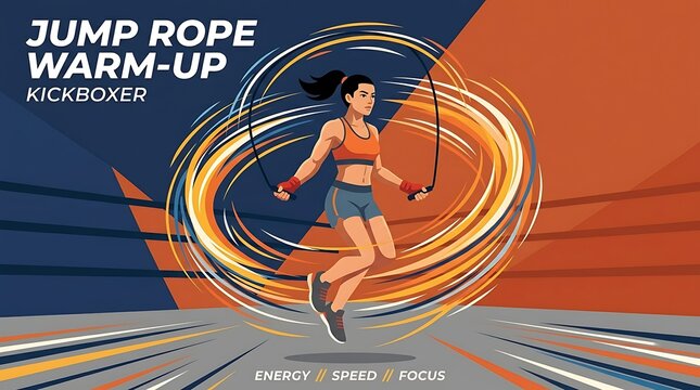 Female Athlete Jump Rope Warm-up Illustration
