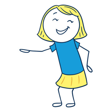 Cartoon girl is pointing at something