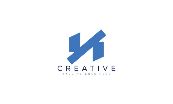 Geometric blue letter n logo with creative text letter n company logo