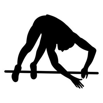 Dynamic pole vault silhouette illustration