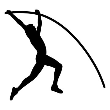 Athletic pole vault silhouette graphic design for apparel