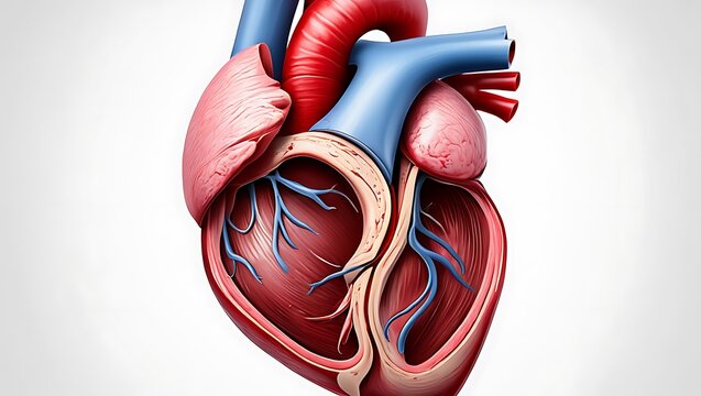 ## Detailed Anatomical Structure of the Human Heart and Major Vessels