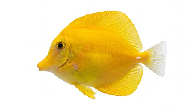 Bright yellow tang fish swimming in the ocean