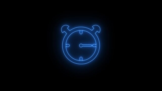 The alarm clock icon glowing color time display saber animation on a black background. saber clock time rad