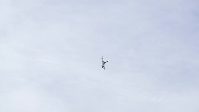 Aircraft display in the sky.
65th anniversary of the founding of the PAN - Frecce Tricolori, Italian Aerobatic Team