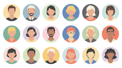 Fototapeta premium Diverse Avatar Profile Icons Set Flat People Silhouettes Collection