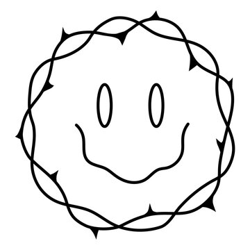 Smiling face design with thorny border