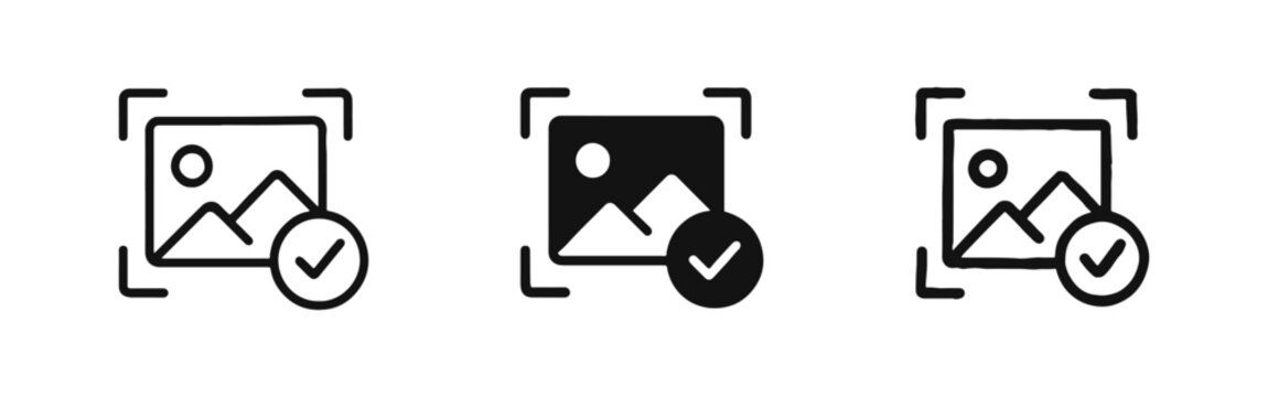 Image Recognition and Verification Success Icon Set